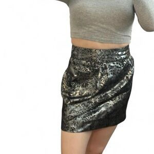 Jacquard Black and Silver Floral Skirt